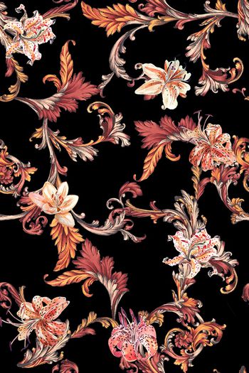 民族花卉印花华亿平台图片