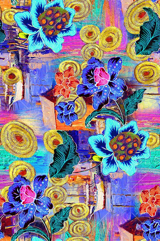 几何花卉印花华亿平台图片