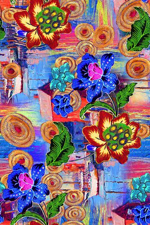 几何花卉印花华亿平台图片