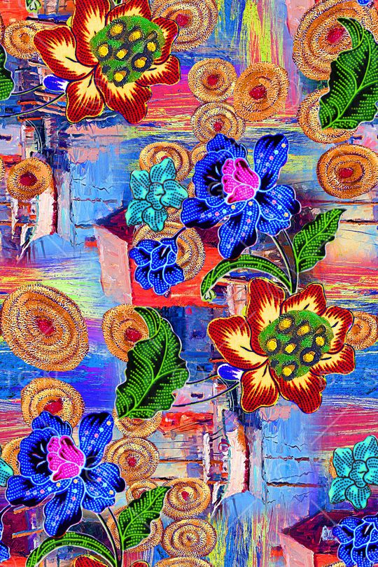 几何花卉印花华亿平台图片