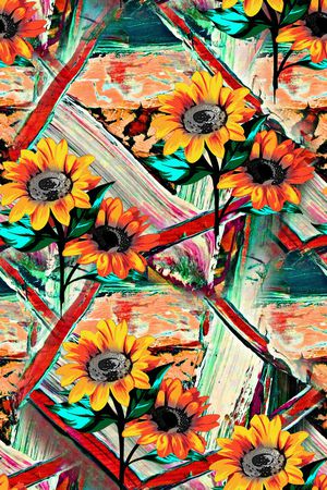 几何花卉印花华亿平台图片