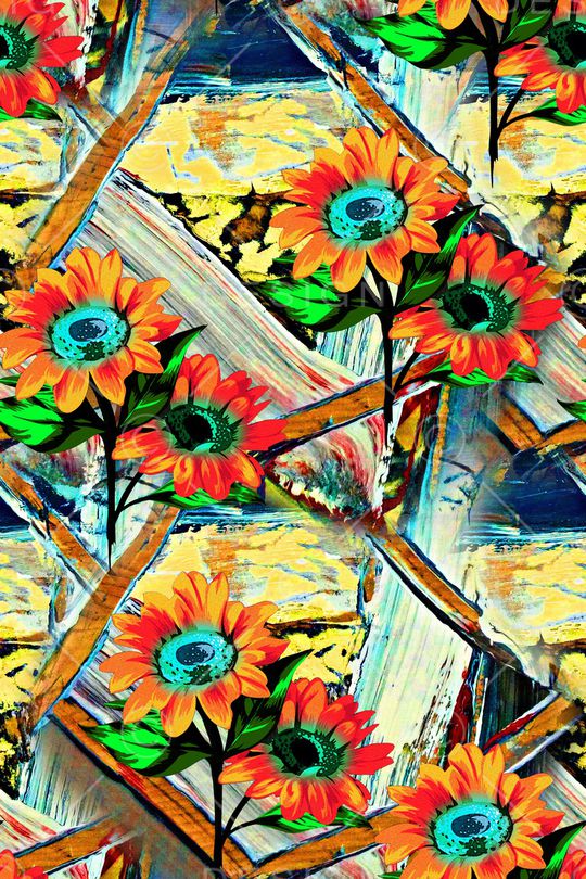 几何花卉印花华亿平台图片