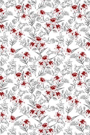 复古花朵印花华亿平台图片