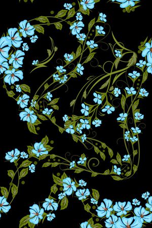 黑底花卉印花华亿平台图片