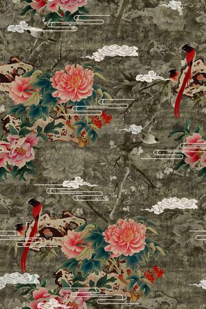 花鸟印花华亿平台图片