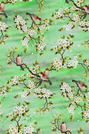 花鸟印花华亿平台图片