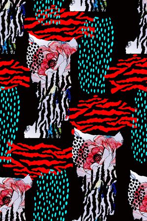 几何花卉印花华亿平台图片