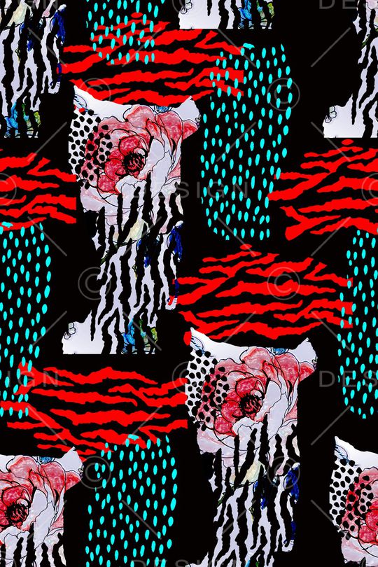 几何花卉印花华亿平台图片