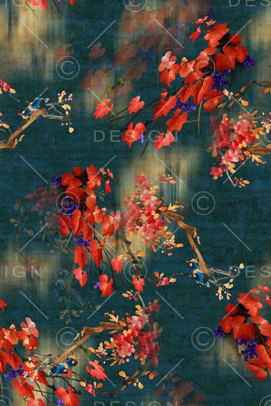 花鸟印花华亿平台图片