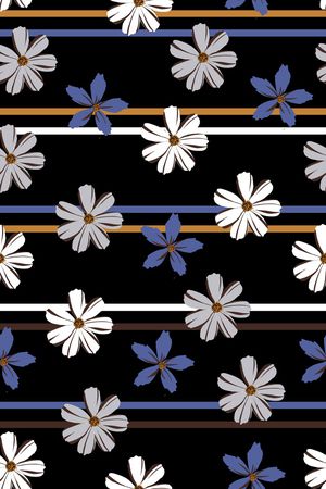 黑底花卉印花华亿平台图片