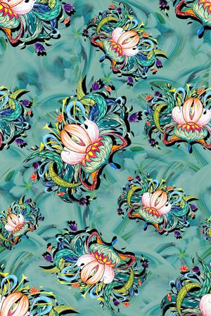 清爽底花卉印花华亿平台图片