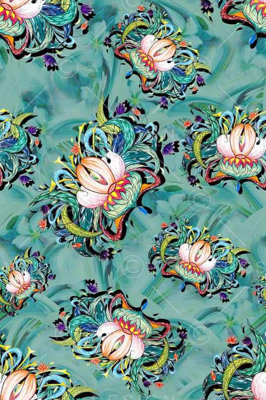 清爽底花卉印花华亿平台图片