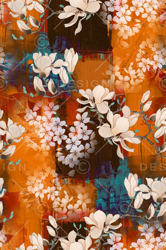 玉兰花印花华亿平台图片