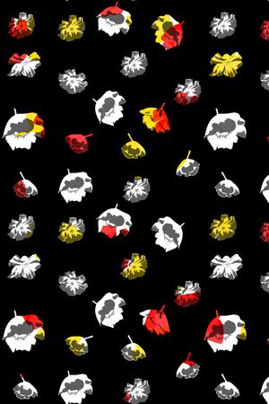 黑底花卉印花华亿平台图片