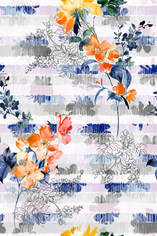 抽象花卉印花华亿平台图片