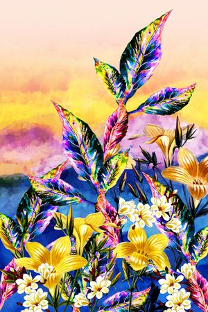 绿植树叶印花华亿平台图片