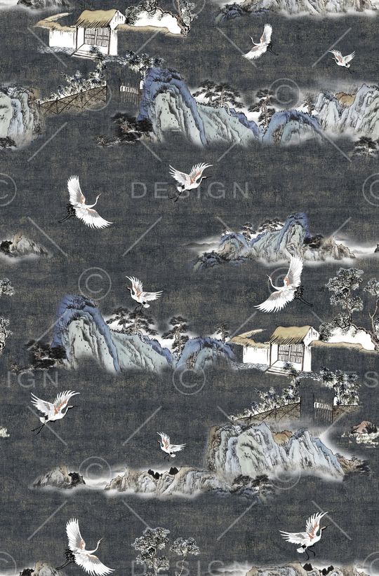 仙鹤印花华亿平台图片