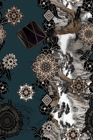 水墨风印花华亿平台图片