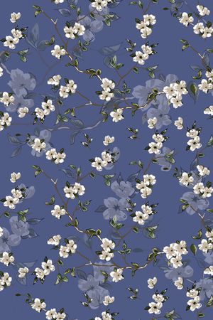 清爽底花卉印花华亿平台图片