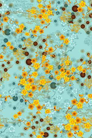 清爽底花卉印花华亿平台图片