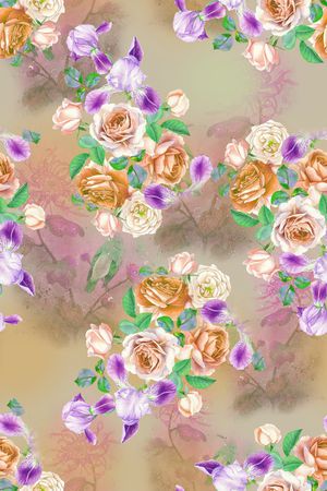 清爽底花卉印花华亿平台图片