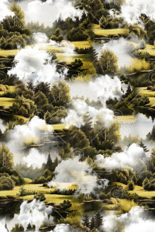 绿植树叶印花华亿平台图片