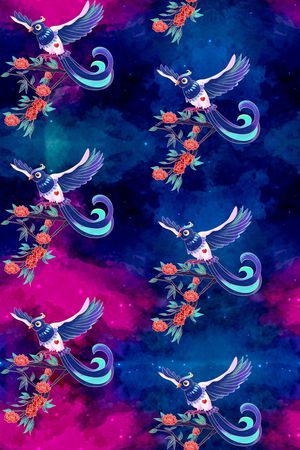 喜鹊印花华亿平台图片