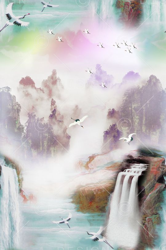 仙鹤印花华亿平台图片