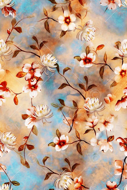 清爽底花卉印花华亿平台图片