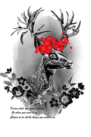 黑底花卉印花华亿平台图片