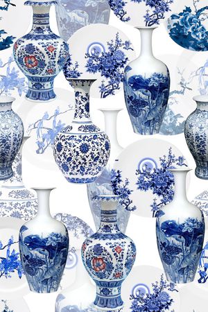 青花瓷印花华亿平台图片