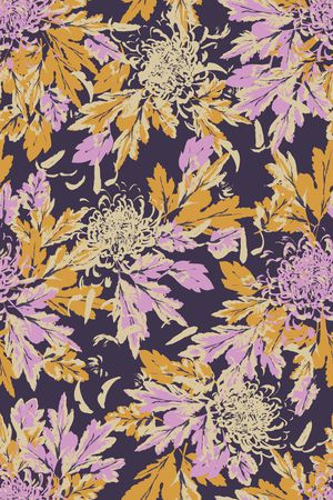 黑底花卉印花华亿平台图片