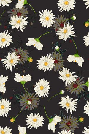 黑底花卉印花华亿平台图片