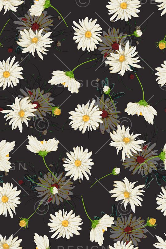 黑底花卉印花华亿平台图片