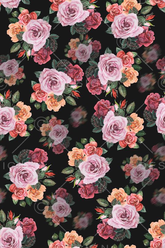 黑底花卉印花华亿平台图片