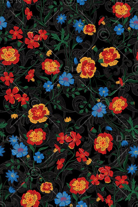 抽象花卉印花华亿平台图片