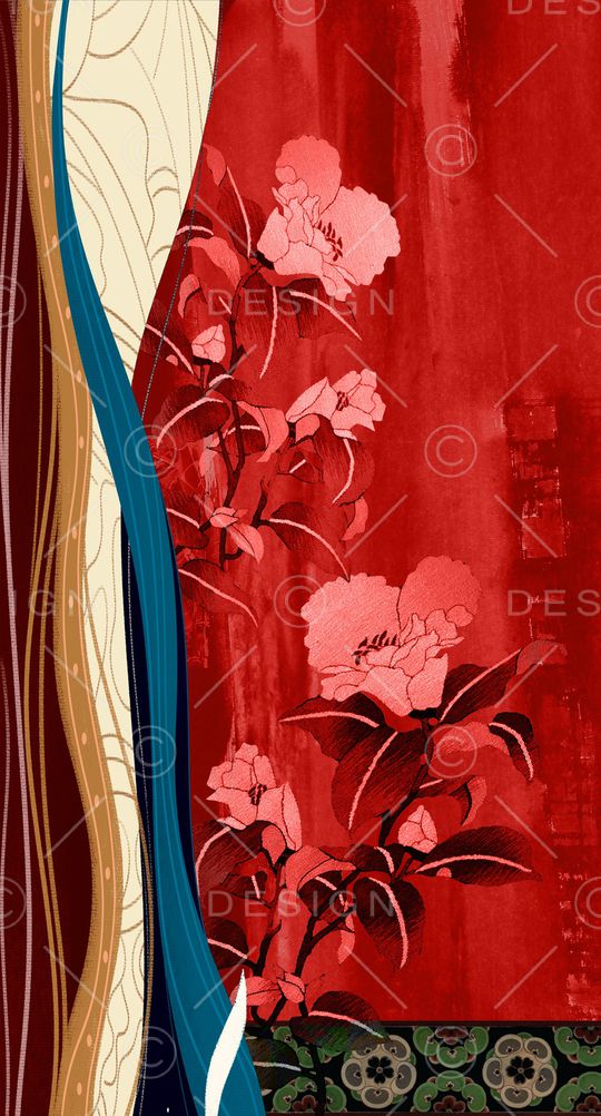 中国风定位花印花华亿平台图片