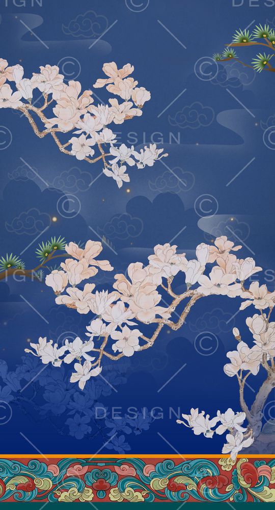 玉兰花印花华亿平台图片