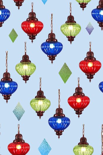 1349253-彩色灯笼，蓝