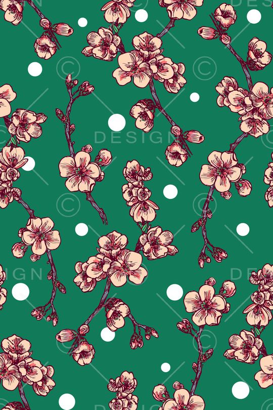 清爽底花卉印花华亿平台图片