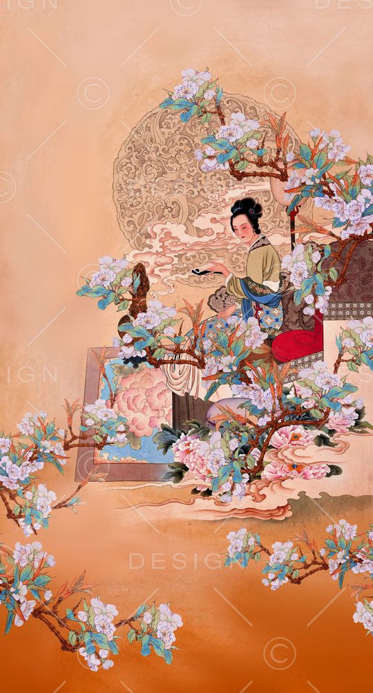 中国风定位花印花华亿平台图片