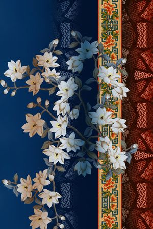 中国风定位花印花华亿平台图片