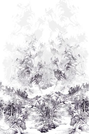 水墨风印花华亿平台图片