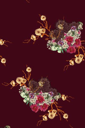 清爽底花卉印花华亿平台图片