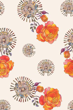 清爽底花卉印花华亿平台图片