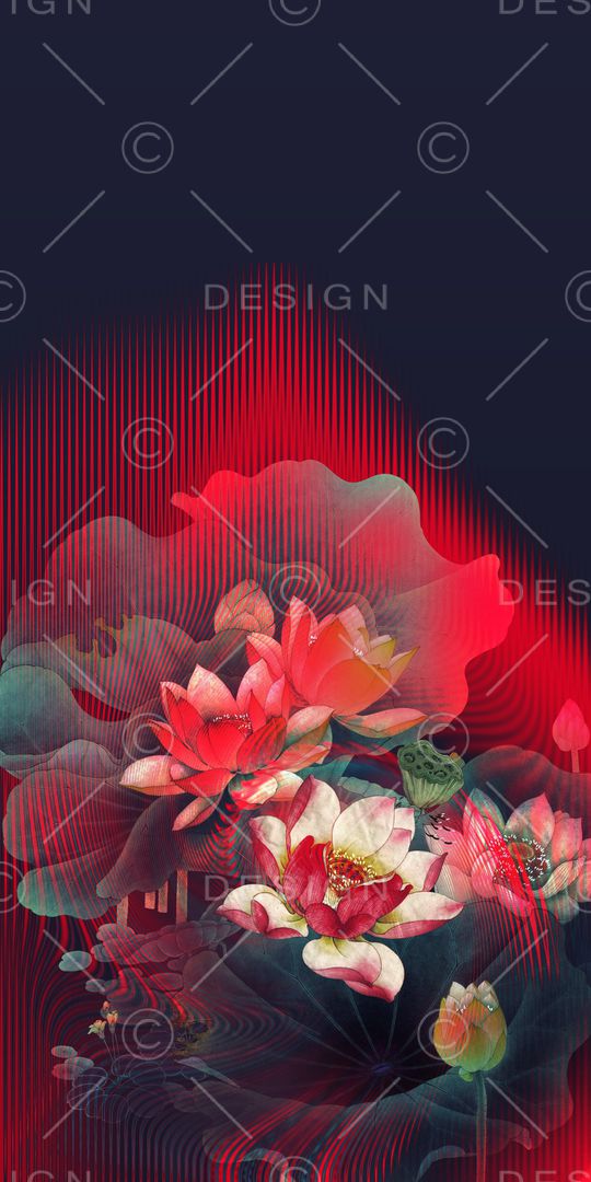 荷花印花华亿平台图片