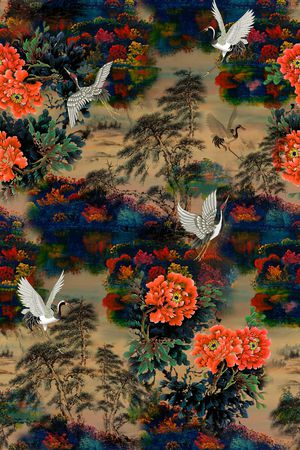 仙鹤印花华亿平台图片