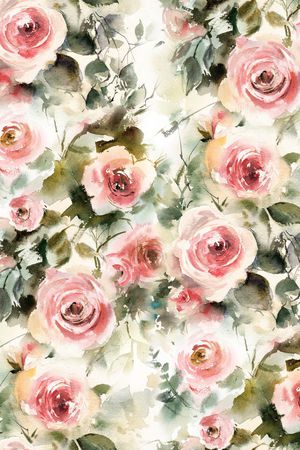 手绘玫瑰印花华亿平台图片