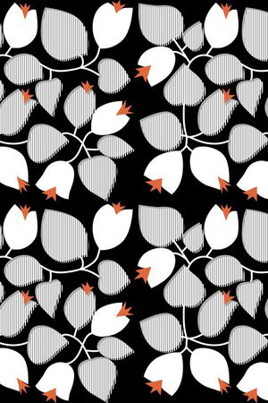 黑底花卉印花华亿平台图片