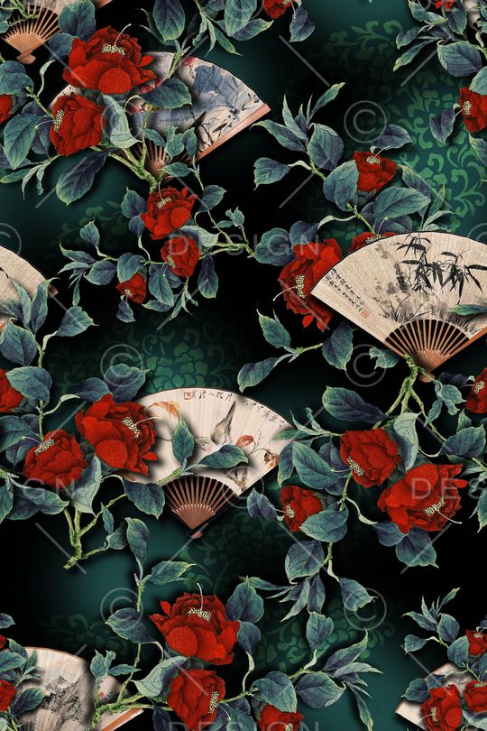 扇子印花华亿平台图片